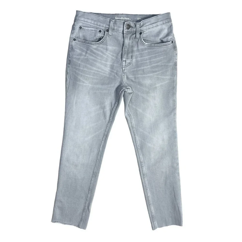 Goodfellow Men's Washed Out Grey Denim Jeans Cutoff Hem Size 28 (READ)